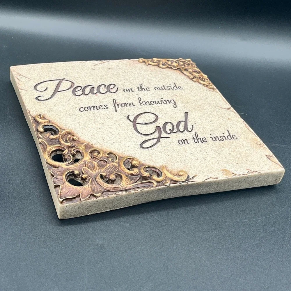 New View‎ Religious Wall Plaque Peace From Knowing God Resin Sign 8